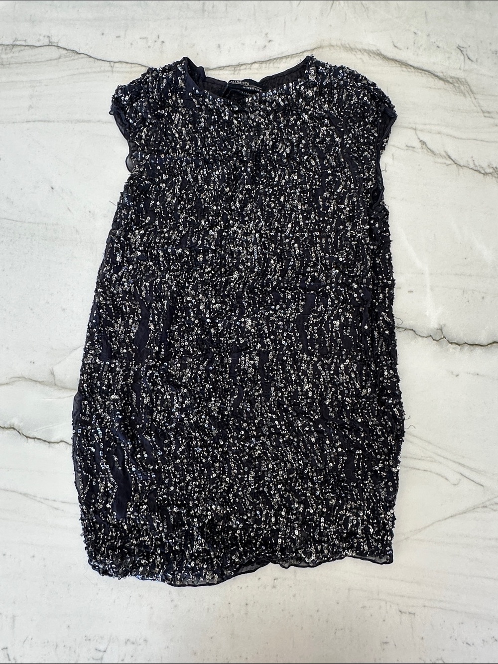 AllSaints Black Sequin Mini Dress